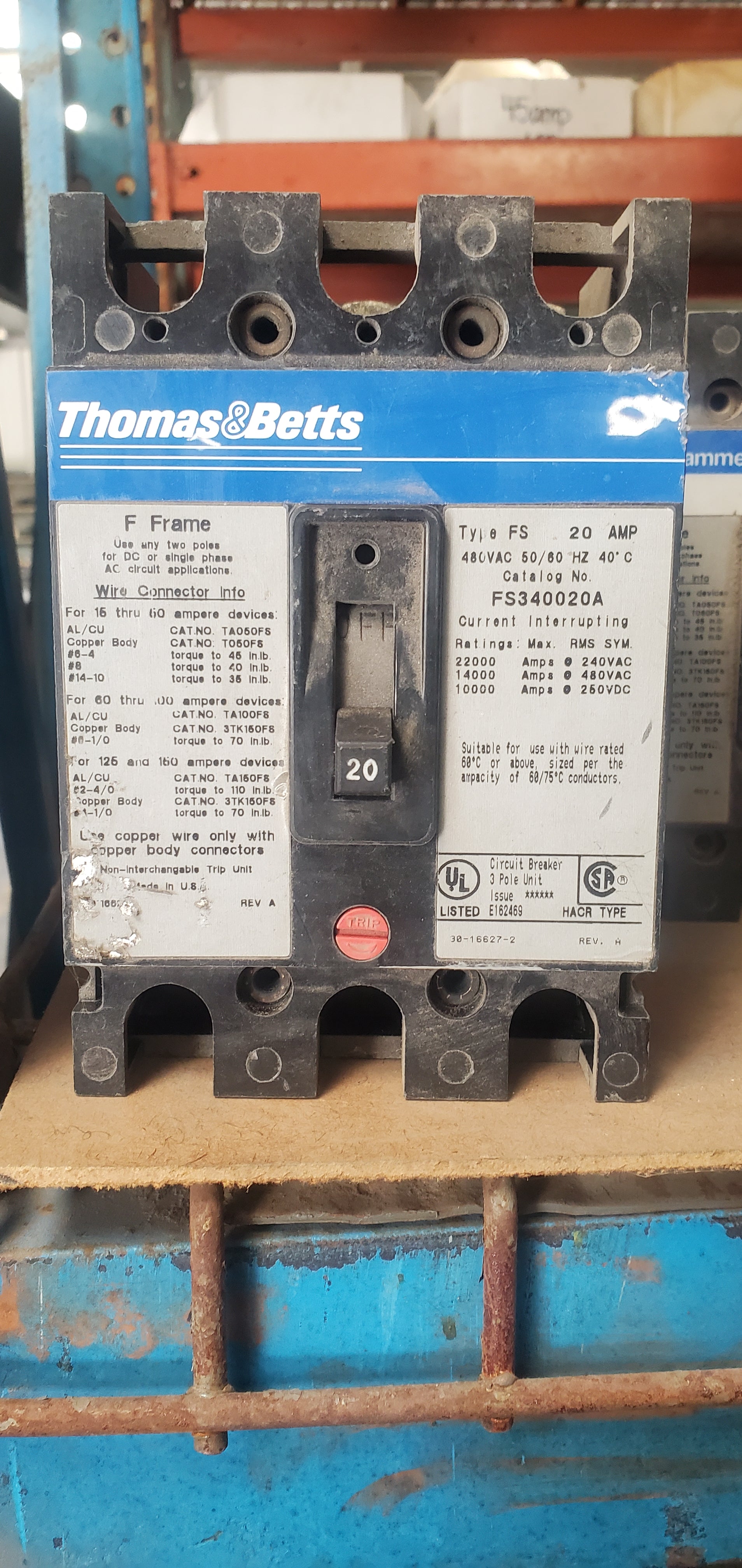 Thomas & Betts FS340020A 3 Pole Circuit Breaker – Electrical Redesign ...