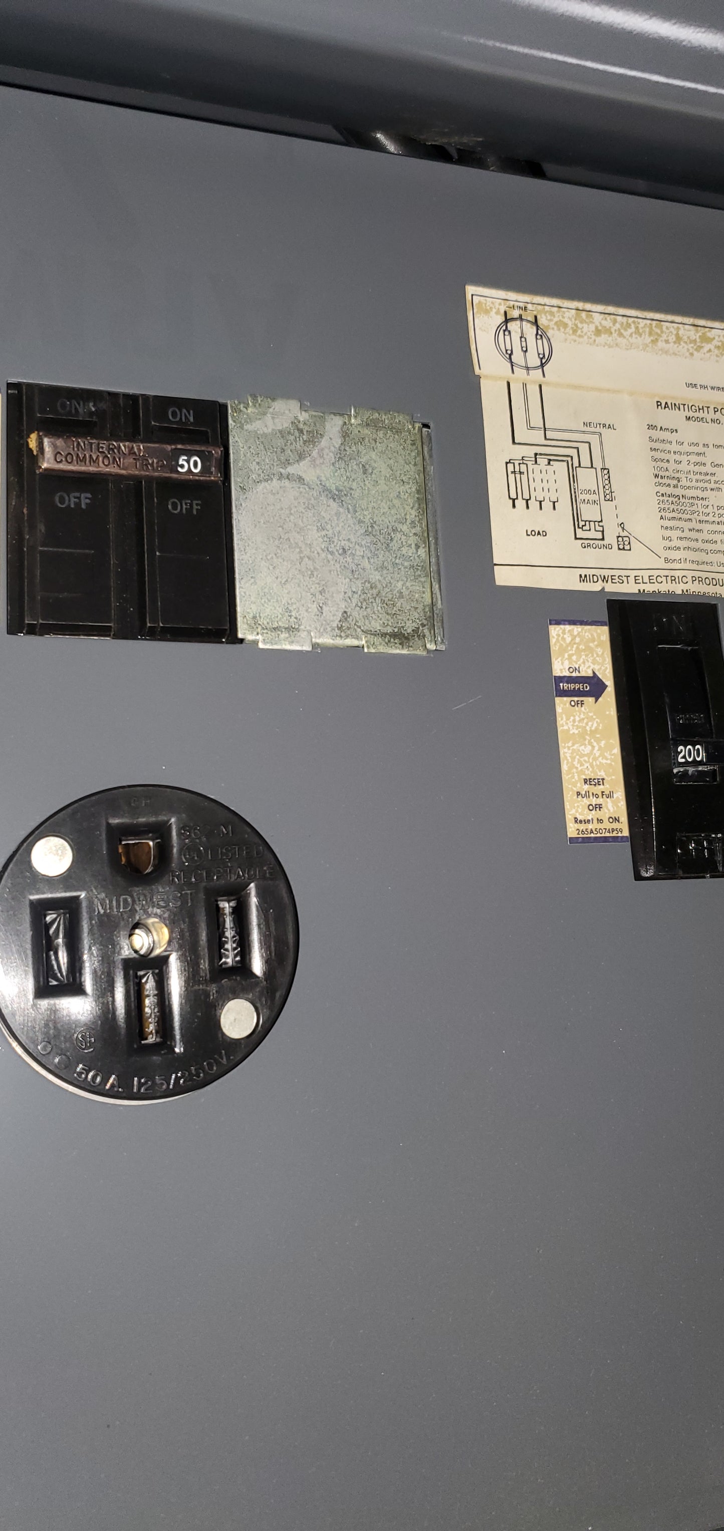 200 AMP MIDWEST SINGLE PHASE RING RV METER CAN CAT #MP-2254-C1-12