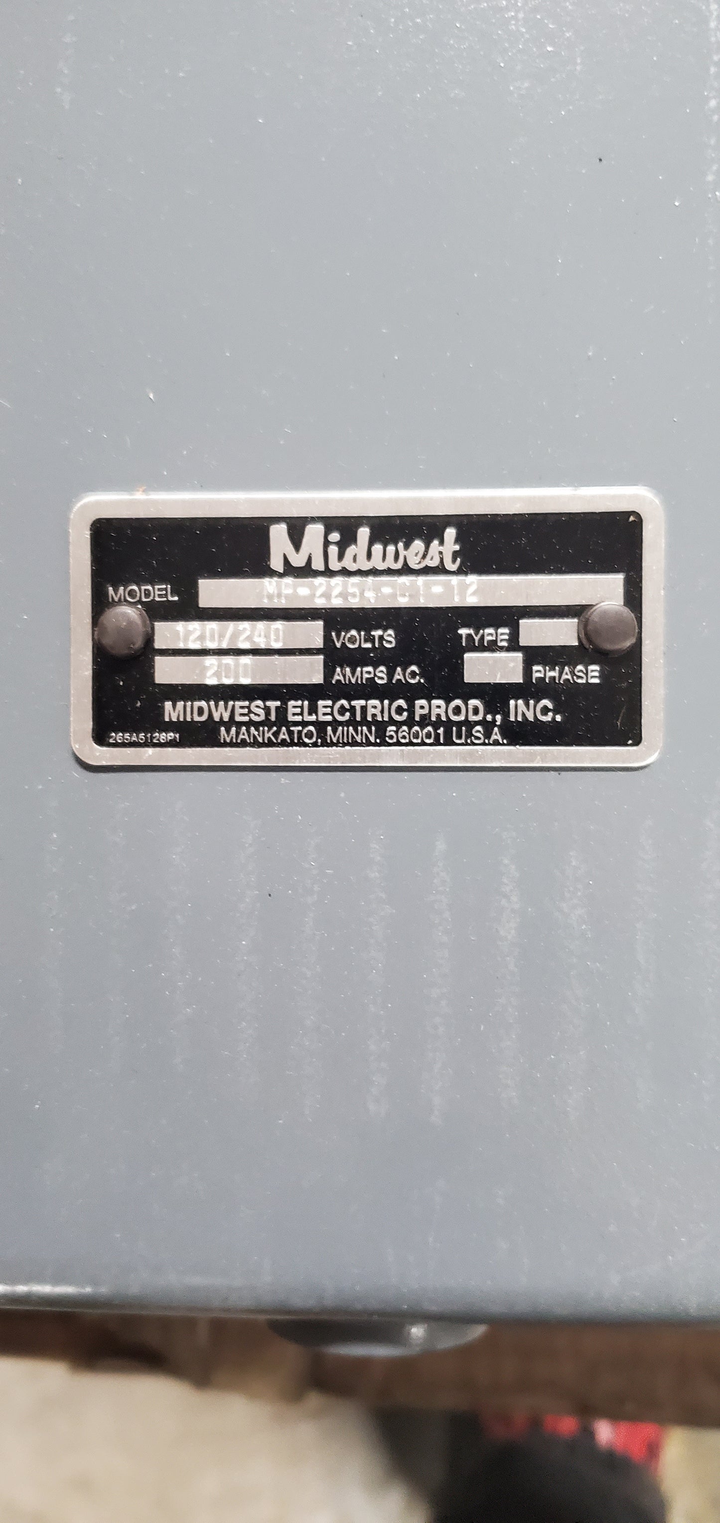 200 AMP MIDWEST SINGLE PHASE RING RV METER CAN CAT #MP-2254-C1-12