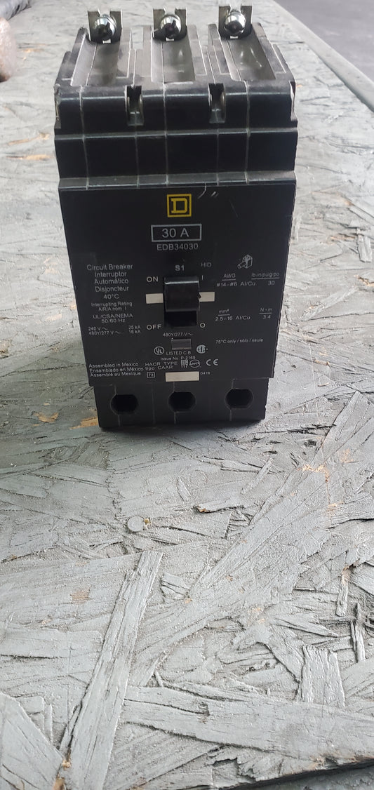 Square D EDB34030 Circuit Breaker (USED)