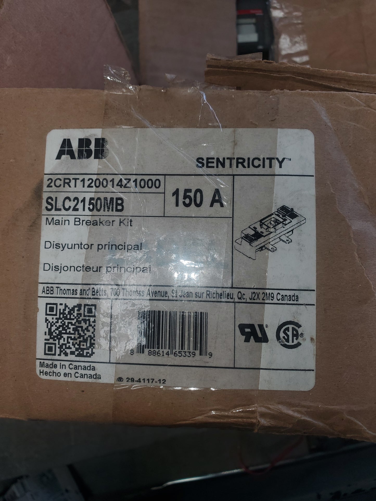 ABB SLC2150MB 150 AMP 2 POLE CIRCUIT BREAKER 2CRT120014Z1000