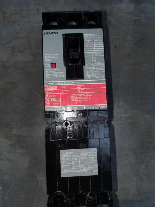 Siemens CED63B110 3 Pole Circuit Breaker