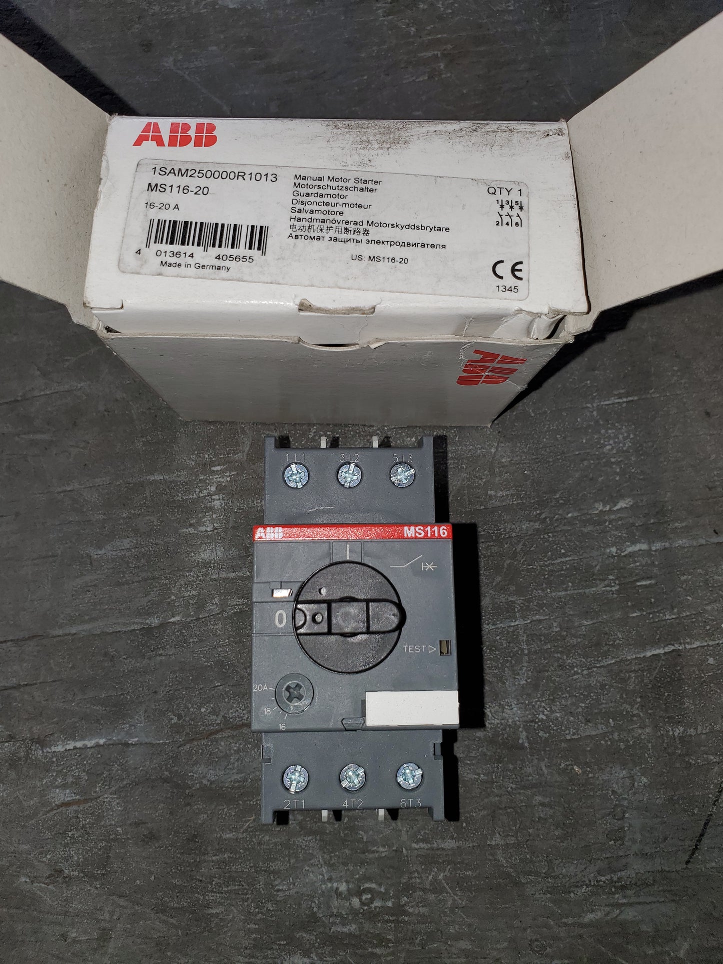 1SAM250000R1013 ABB MS116-20 Manual Motor Starter QTY 13