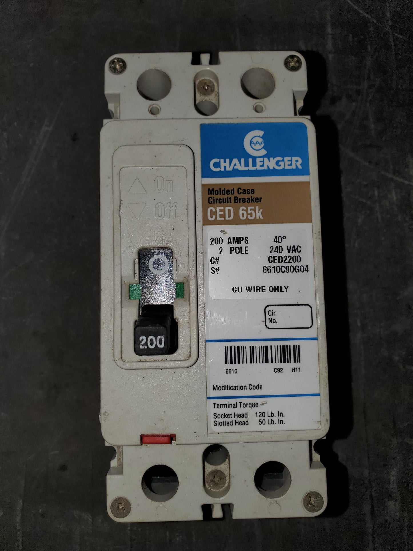 Challenger CED2200 Circuit Breaker 200 Amp 240v 2-Pole
