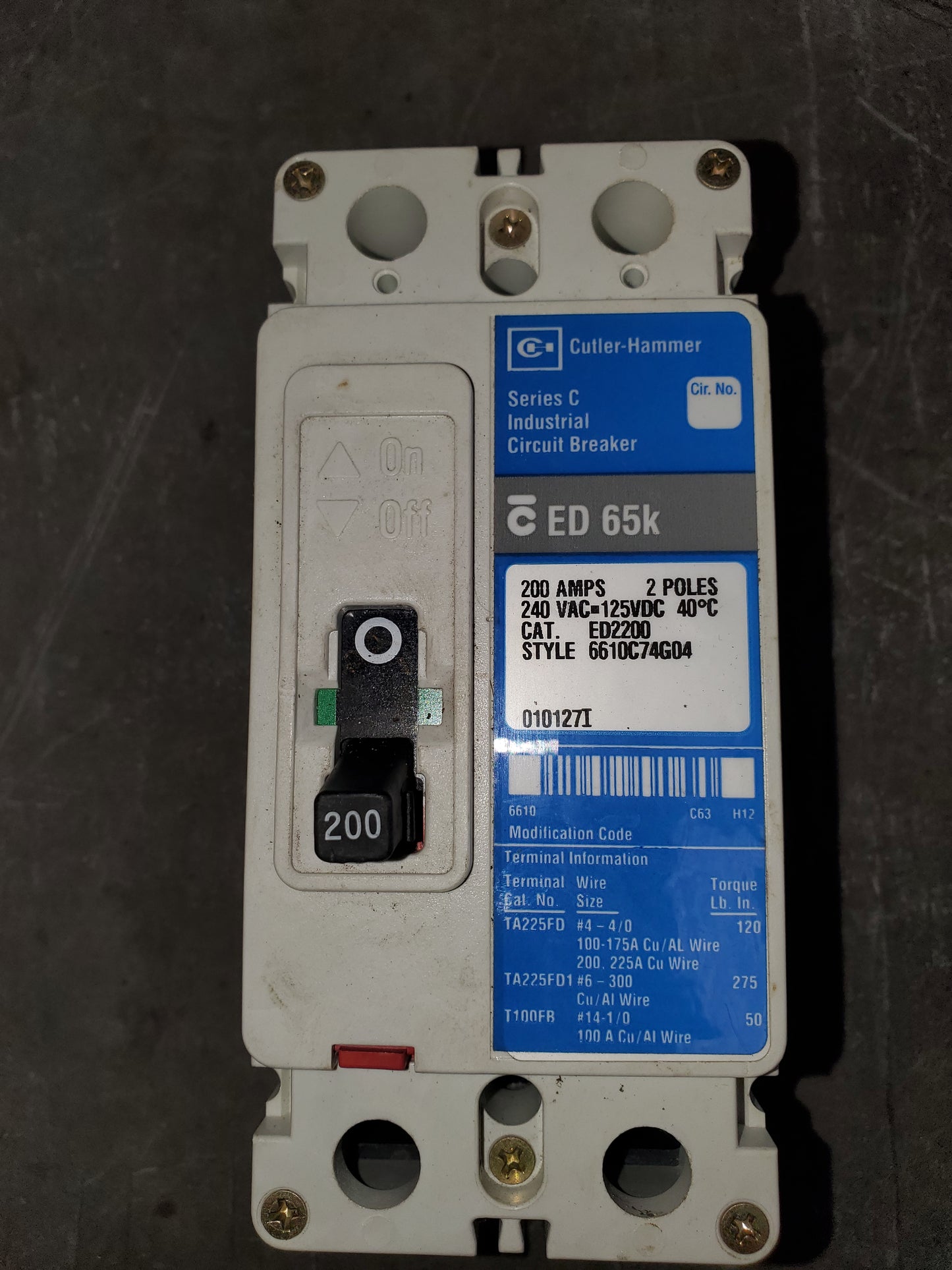 Eaton ED2200 Circuit Breaker,200A,2P,240VAC,ED