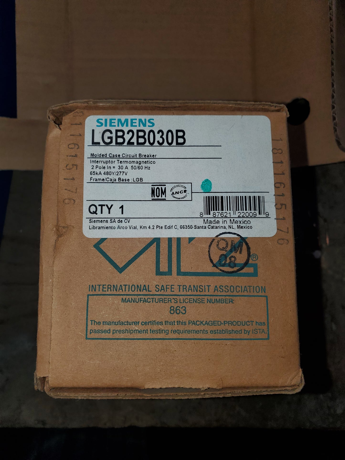 LGB2B030B Siemens LGB 30 amp 65kA @ 480/277V 2P Bolt on Circuit Breaker