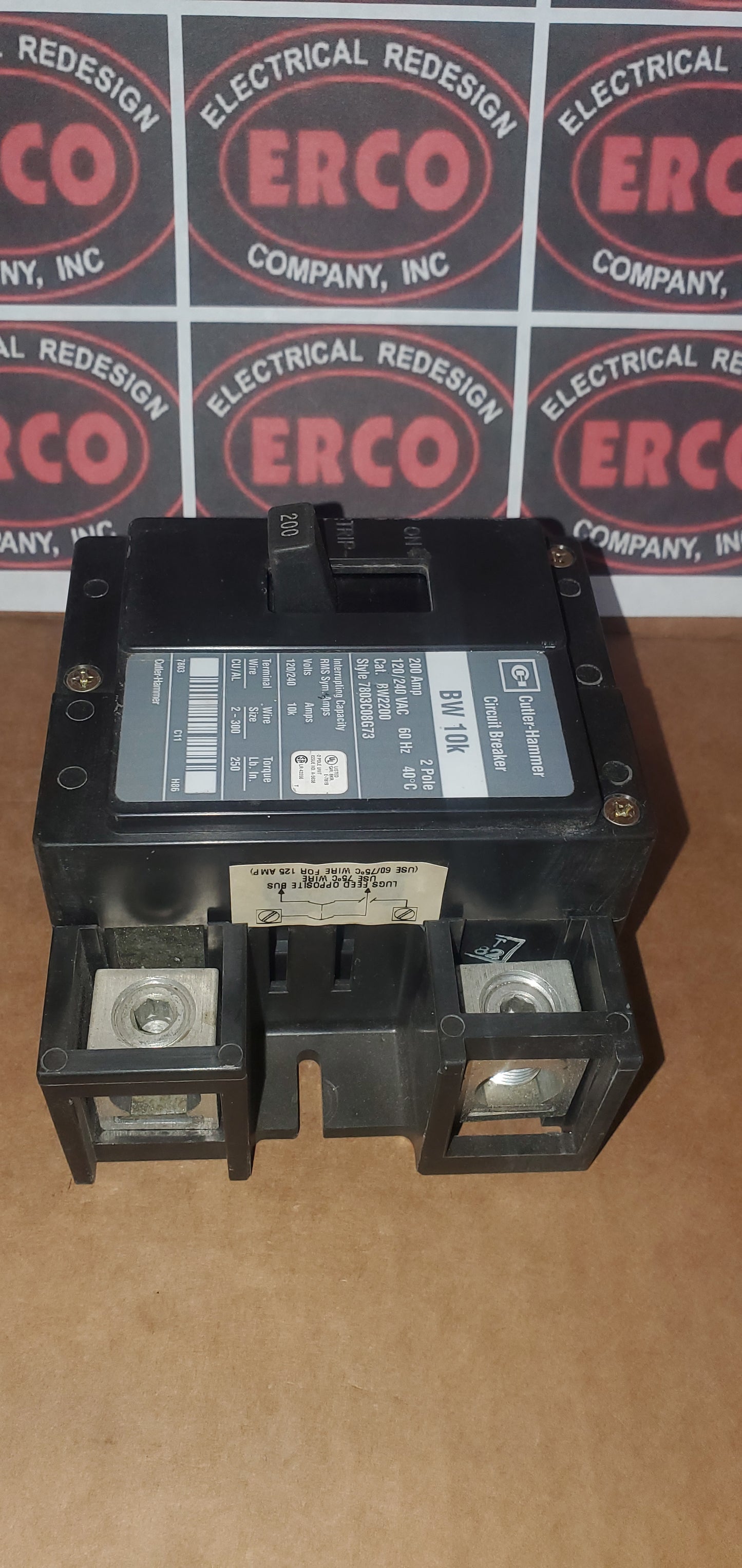 BW2200 200 Amp 2 Pole 240 Volt Cutler Hammer Molded Case Circuit Breaker