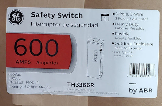 TH3366R SAFETY SWITCH DISCONNECT 600A 3P HD N3R 600V FUSIBLE BRAND NEW IN BOX